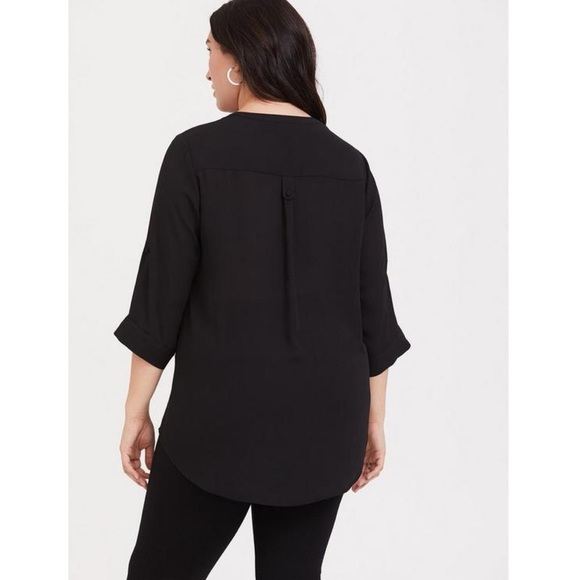 Torrid Harper Georgette Pullover 3/4 Sleeve Tunic Blouse Sheer Black - Size 2X‎ - Picture 2 of 10